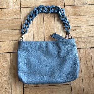Gianni Chiarini Firenze Blue Leather Bag with Acrylic Chain Strap (removable)